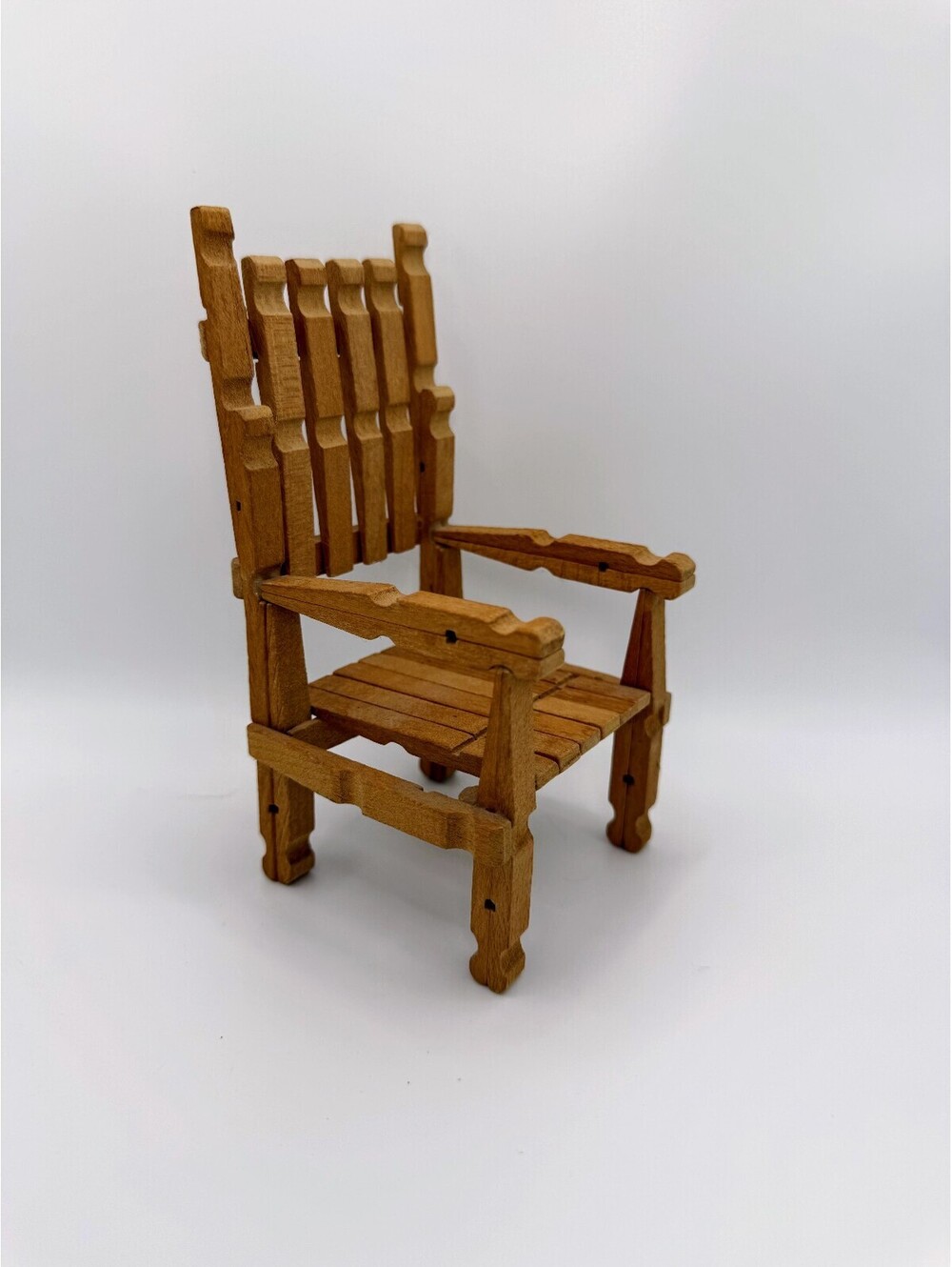 1:6 Scale Folk Art Handmade Clothespin Chair Dollhouse Mini Furniture